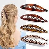 Gift4U Banana Hair Clip, 4 PCS Large Banana Clips for Women, Flexible Hair Clips for Thick Hair, Classic Hair Comb for Any Occasion (Leopard)