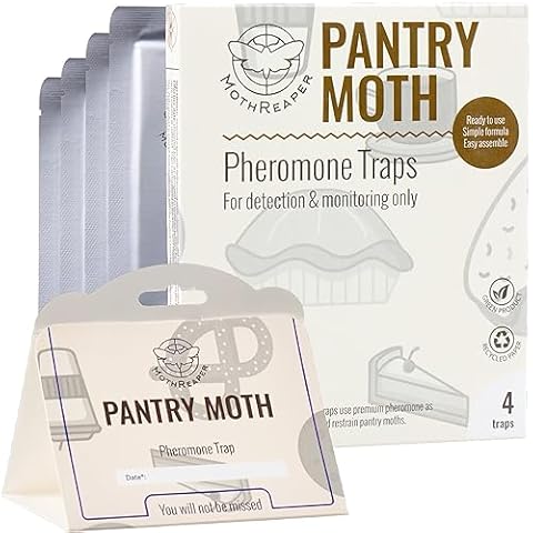 Pantry Moth Glue Traps for House Pantry, Pantry Moth Traps for Food and Cupboard Moths, Pantry Moth Trap 4-Pack, Pantry Moth Traps with Pheromones Premium Indian Meal Moth Traps for Kitchen Cover