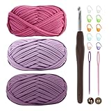 【Weite Anwendbarkeit】Unser T - Shirt - Garn, also Crochet Yarn, eignet sich perfekt zum Häkeln aller Arten von Taschen (wie Handtaschen, Einkaufstaschen, Geldbörsen), Aufbewahrungskörben, Organizern, Teppichen, Hausschuhen, Blumen, Vasen, Untersetzern und anderen Kunsthandwerks - und Modeaccessoires. Als Korbgarn und Häkelgarn für Taschen ist es auch in der Lage, Ihre kreativen Vorstellungen in lebendige Realität zu verwandeln.