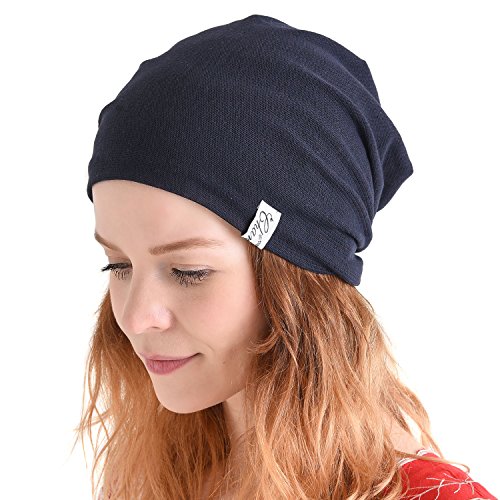 CHARM Bonnet D'Été en Tricot Fin, Chapeau Homme Et Femme Doux, Respirant Et Léger, Mince Bonnet Tombant Japonais Slouchy Bouffant Refroidissement Lumière Mode Unisexe Marine