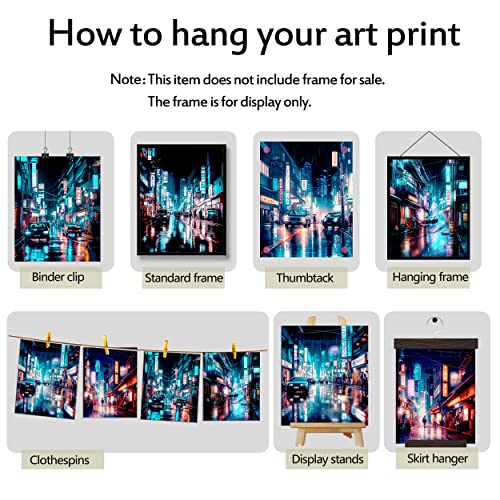 Japanese Wall Art Prints Set Of 6 Japan City Nightscape Neon Posters Fashion Modern Illustration Wall Decor Tokyo Night Streets Picture Photo Canvas Art Painting For Living Room Bedroom (8"X10" Unframed) #TOP2