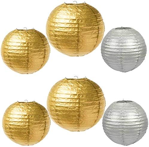 COSCHANO 6 Pack Round Paper Lanterns Decorations for Wedding Birthday Baby Shower Party Festival Holiday Outdoor Garden Home Decor Chinese Hanging Lanterns with Assorted Colors and Sizes