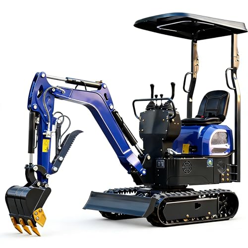 RLDEXCAVARE Mini Excavator 1.2Ton 13.5 HP Rippa Mini Excavator Attachments Tracked Gasoline EPA Engine with 400mm Bucket for Farming Construction Garden(Include not Thumb Clip)