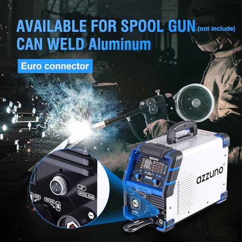Azzuno A-2 Aluminum 250Amp Mig Welder,6 In 1 Gas Mig/Gasless Flux Core/Stick/Lift Tig/Spot Welding/Spool Gun Compatible Welding Machine 110V/220V Large Led Display Multi Process Welder thumb #3