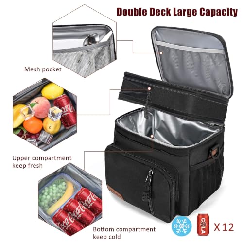 Image of MIYCOO Lunch Bag for Men & Women, Expandable Double Deck Lunch Box, 15L
