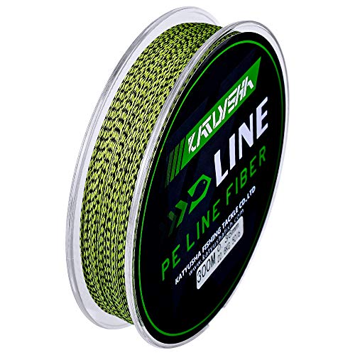 Katuysha Braided Fishing Line, Abrasion Resistant Zero Stretch Braided Lines 4 Strands Super Strong Superline 30Lb Test 328 Yards #TOP2