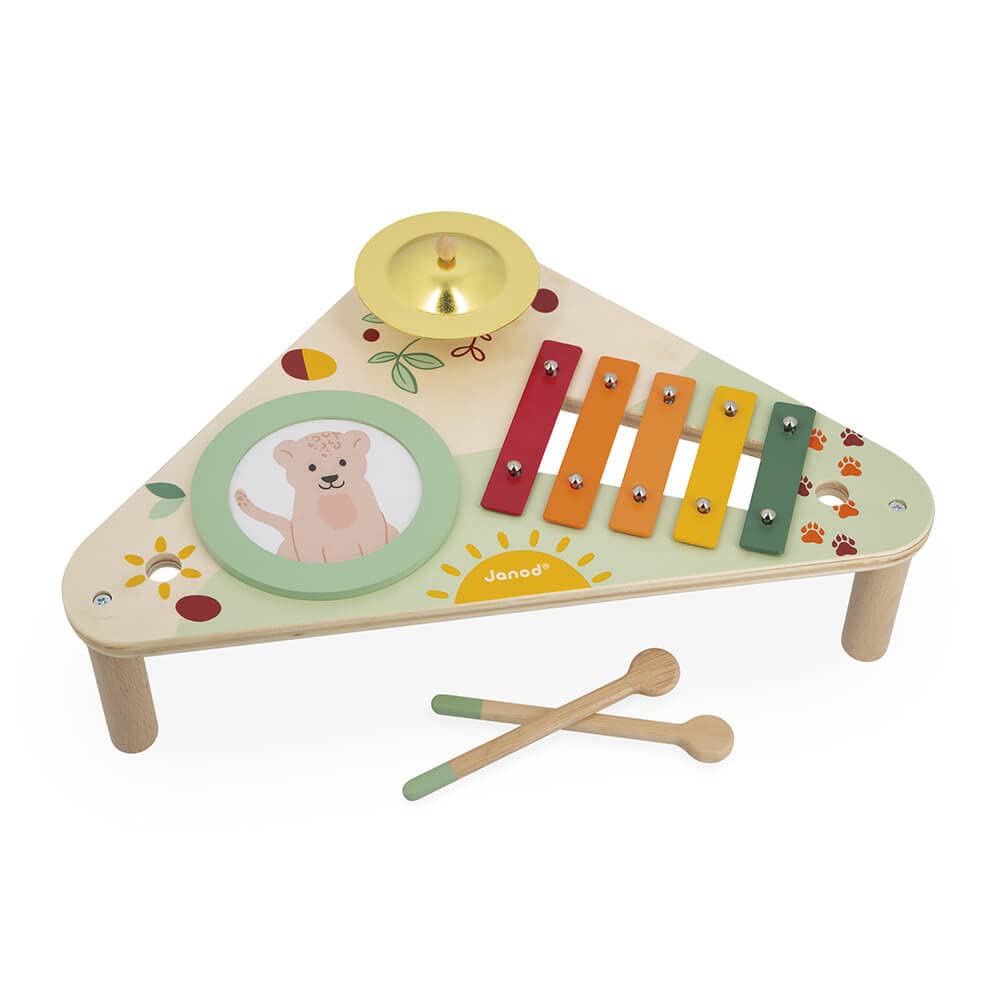 Janod - Mesa Musical de Madera Gioia - 3 Instrumentos Musicales Infantiles - Juguete de Imitación y Estímulo Musical - Pintura al Agua - A Partir de 12 Meses, J07655 — view 11