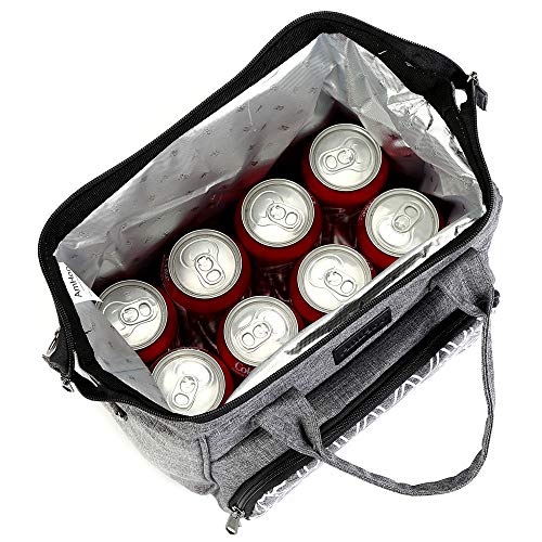 Amhoo Lunch Bag For Women Lunch Boxes Insulated Leak-Proof Meal Prep Cooler Tote Bag Double Ykk Zippers Waterproof Gray #TOP3