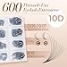 LASHVIEW 600 Pre Made Lash Extensions, 10D D Curl, 0.07 Premade Fans, 8-15 mm Mixed Length, Professional Pre Made Lash Fans