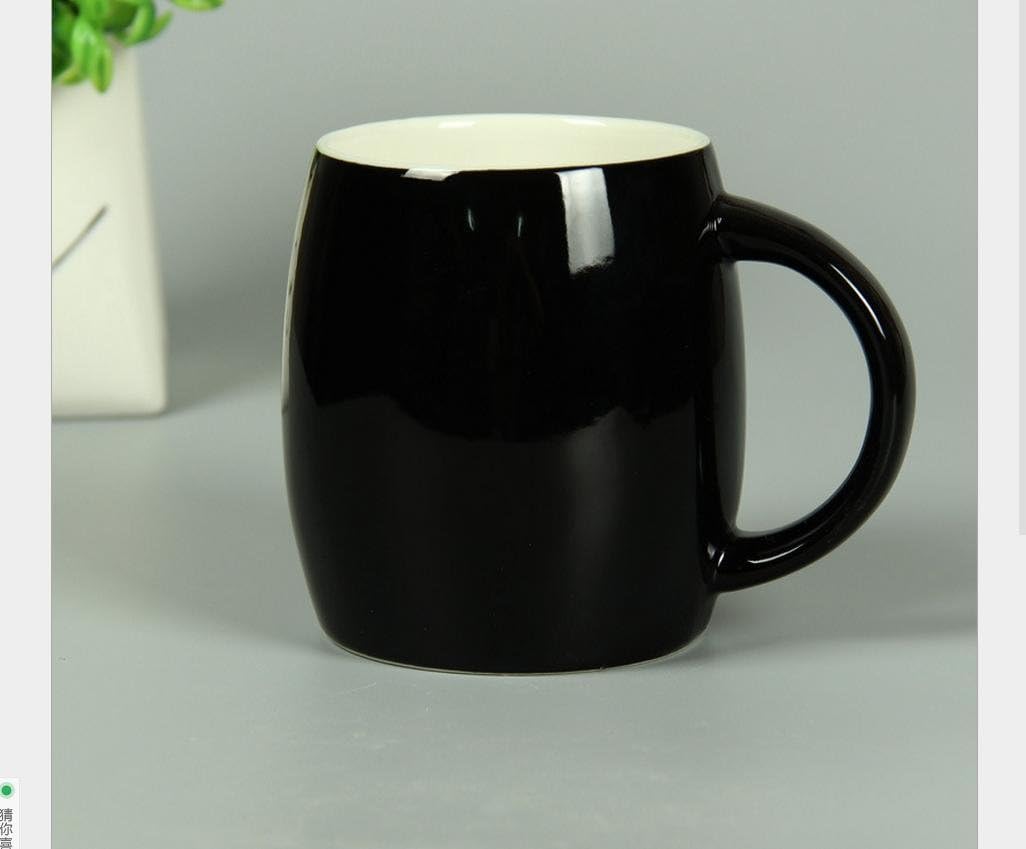 Sincere Trading 17 Ounce Pottery Novelty Barrel Shaped Coffee Mug Cup (Barrel Shaped Mug (Black))