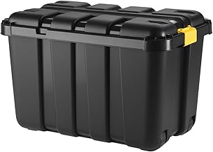 Tool Box with Wheels, Size 79 x 52 x 52 cm and Capacity 150 Litres, Black Chest with Snap Closure, Tool Box with Lid, Tool Organizer, DIY -5940C-6.9