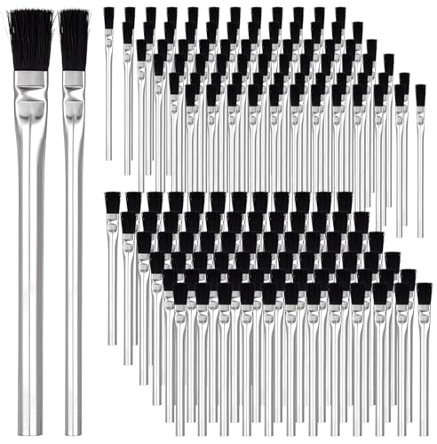 144 Pcs Acid Brush Bulk Boar Hair Acid Flux Brushes Epoxy Wood Glue Brush Metal Tubular Handle Disposable Glue Brushes for Woodworking Soldering Crafting Home(1/2 Inch, 3/8 Inch Wide)