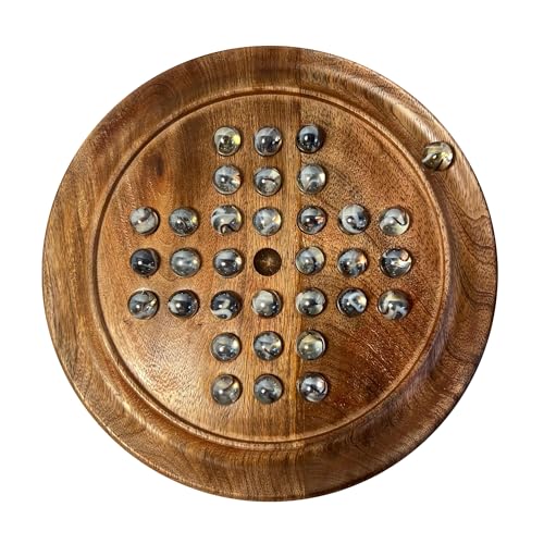 Solitär-Brettspiel aus Holz mit transparentem Polarwirbel Glasmurmeln, klassisches Solitär-Spiel aus Holz, Strategie-Brettspiel, Familien-Brettspiel, Spiele für eine Person, Brettspiele, Brettspiele,