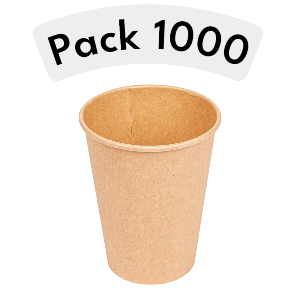 Pack 1000 Vasos 360ml de Cartón Kraft para Bebidas Calientes – Reciclables – Compatibles con Tapas