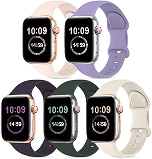 DigiHero 5 Pack Straps Compatible with Apple Watch Strap 38mm 40mm 41mm 42mm 44mm 45mm 49mm,Soft Silicone Strap Replacement Wristbands Compatible with iWatch Series 8 7 6 5 4 3 SE Ultra Women Men.C