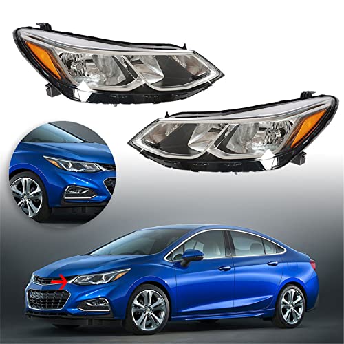 labwork Replacement for 2016 2017 2018 2019 Chevrolet Cruze Halogen(without LED D.R.L) Projector Headlight Assembly Pair Left+Right Side (Passenger & Driver Side)