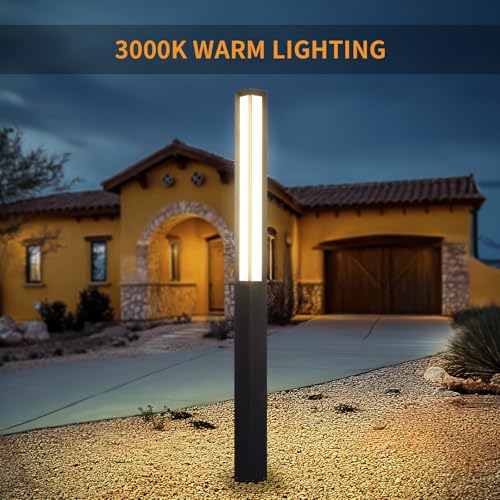 Image of Landscape Path Light, 92 inch Modern Outdoor LED Luxury Bollard Lighting with IP65 Waterproof for Lawn Courtyard Driveway Pathway Decoration