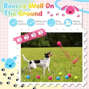 24 Pieces Squeaky Balls for Dogs Rubber Squeaky Dog Toys Bulk 2.36 Inch Dog Toys Ball Interactive Chewing Ball for Medium and Small Dogs Puppy, 3 Colors (Dog Paw Style)