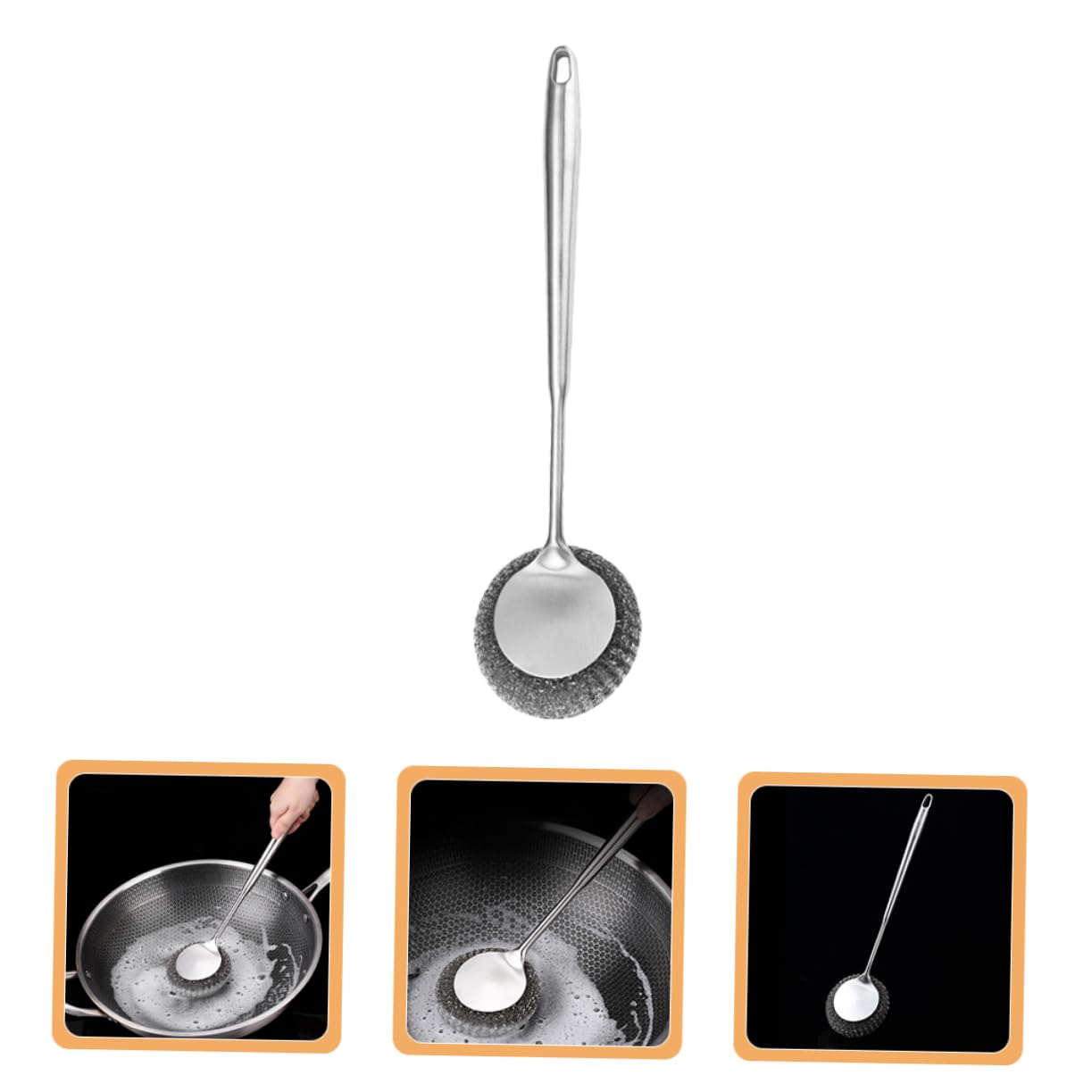 PRETYZOOM 5 Cepillos De Limpieza De Acero Inoxidable para Sartenes Utensilios para Servir Cubiertos Platos Cepillo De Cocina para Platos con Mango para Lavar