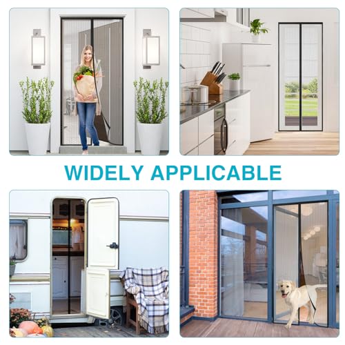 Fliegengitter tür 100x205cm, design4door Fliegengitter Balkontür Schwarz, Keine Stechmücken, Gesundes Leben