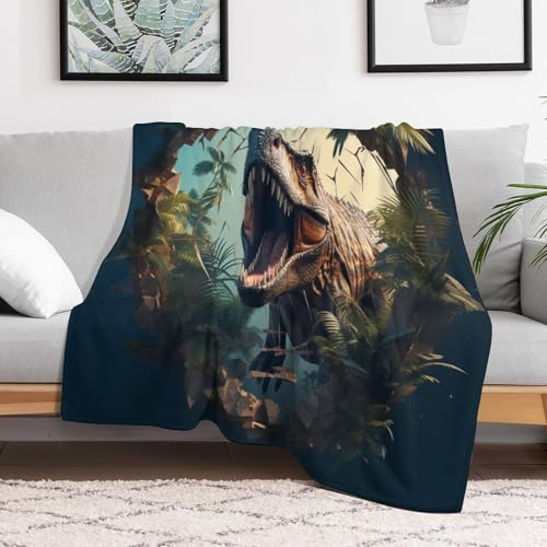 Couverture flanelle confortable dinosaure plaid lit canapé polaire 100x130