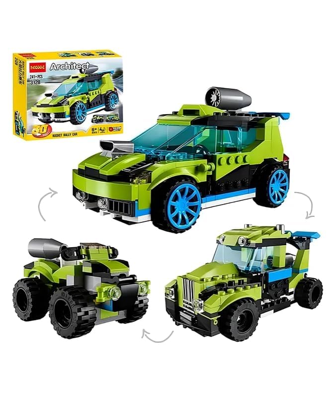 Image of Galaxy Hi-Tech Architect Block 30 in 1 Rocket Rally Racing Cars Building Blocks 241+ Pieces Creative Construction Toy for Kids DIY Brick Robot Jet Ship Models Play Build Skill Ideal for Boys & Girls