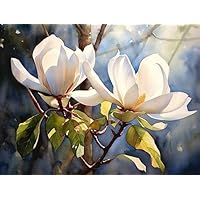 MIRONS Kits De Point De Croix, Fleurs De Magnolia En Fleurs, P 40 * 50cm DIY Kit De Broderie 11CT Estampé, Needlework Facile Pour Adultes Débutant Enfants Maison Décoration