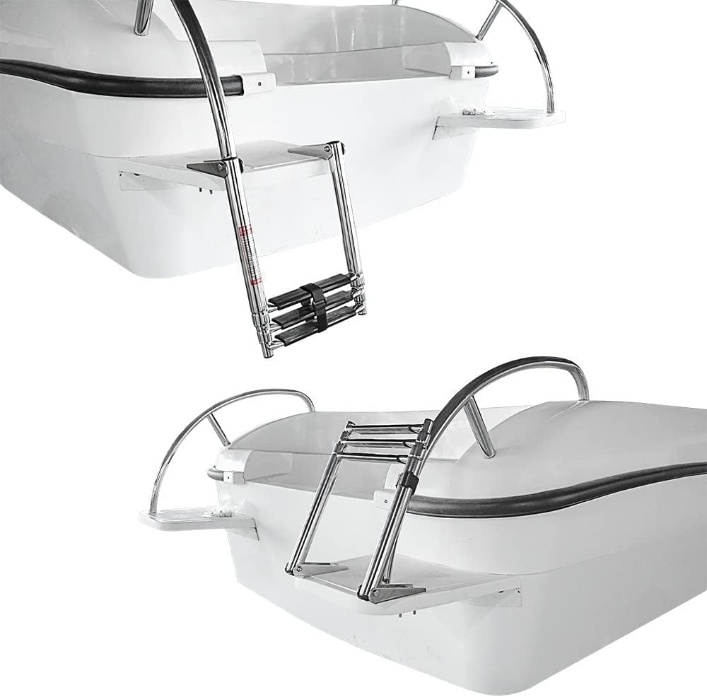 Step Ladder Stainless Steel Marine Boat Ladder Folding Telescoping Swim Deck Ladder Extendable Step Boat Accessories for Boat Yacht Folding Ladder Telescopic Ladder