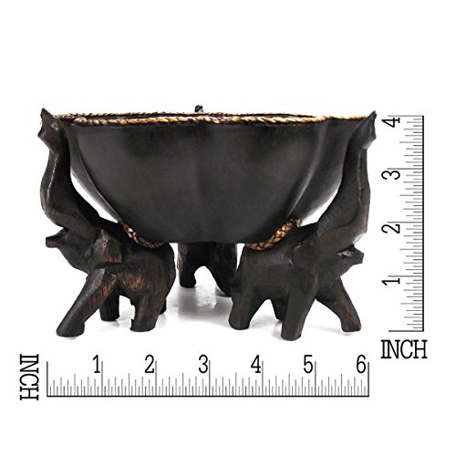 Aeravida 6 Inches Triumphant Elephants Carved Rain Tree Wooden Bowl - Fair Trade Handicraft #TOP4