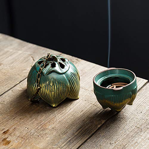 Primst LL-1060 Lotus Furnace Hollow Hanging Ball Incense Burner, Ceramic Backflow Incense Cones And Incense Coil Holder thumb #1