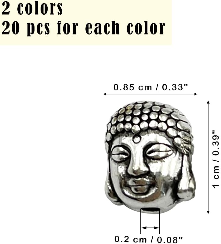 vokoko 40Pcs Buddha Beads Silver Gold Buddha Spacer Beads for Jewelry Making Metal Buddha Shaped Beads for Bracelets Necklace Earring Making Buddha Charms - Image 2
