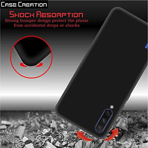 Image of Case Creation Compatible for Xiaomi Mi A3 Back case, Xiaomi MiA3 Slim Flexible Smart Look case with 360 Camera All Angle Protection (Pure Black)