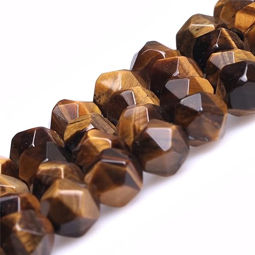 Miniatura 3 de JOE FOREMAN Cuentas de ojo de tigre de 0.394 pulgadas (0.394 in), cuentas sueltas amarillas facetadas para hacer joyas, suministros de manualidades