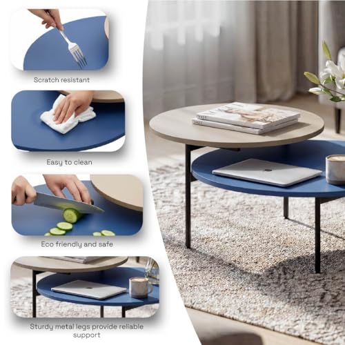 Image of Wakefit Center Table | 1 Yr Warranty | Coffee Table for Living Room Wooden, Tea Table for Living Room Wooden, Sofa Table, Free Installation from Brand, Modern Multi-Functional & Wobble-Free(Arkive)