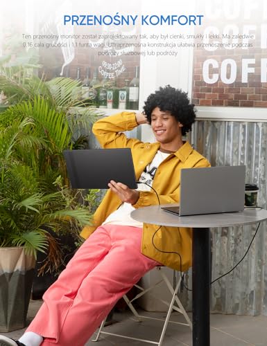 ARZOPA Portable Monitor, 14,0 "1920 × 1080 FHD IPS Portable Monitor dla laptopa z pojedynczym ROD, obsługuje HDMI/type-C/USB-C, ekran gier ochrony oczu dla laptopa/PC/MAC/PS3/5/5/Xbox