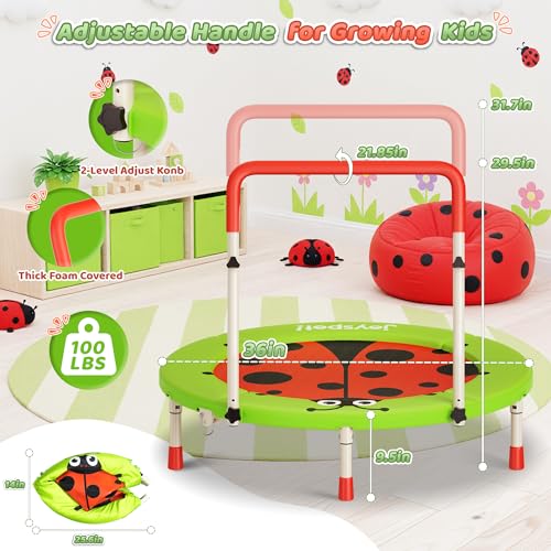 Ladybug 3FT Toddler Trampoline with Adjustable Handle - Image 3