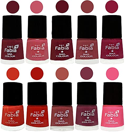 Image of SMC Fabia ALL IN ONE (PACK OF 10), Long Lasting Glossy Nail Polish, 6 ml Each, All Vibrant Colours,02435