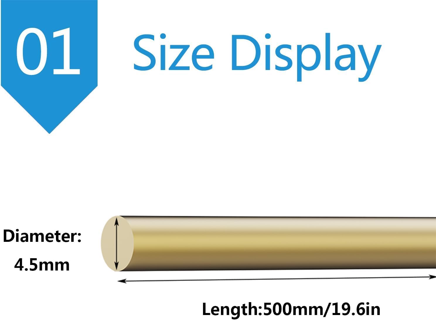 Messingstange 500 mm, massiver Rundstab für Stützwellen, Durchmesser 3,5 mm
