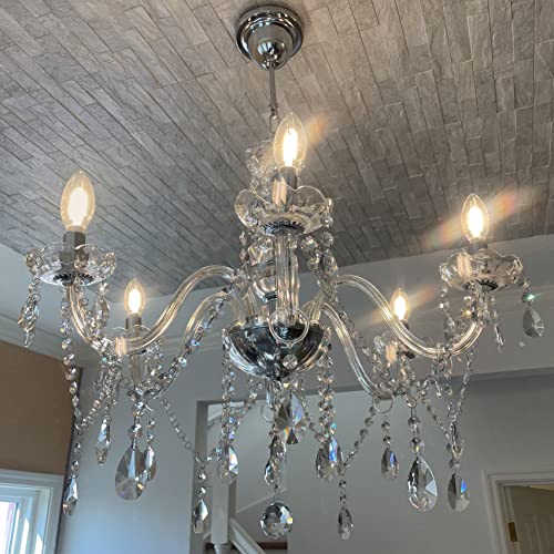 Vlaikz Candle Crystal Chandelier Transparent K9 Crystal Lamp 6-Head Modern Luxury Ceiling Living Room Bedroom Hallway Lighting Classic Crystal Chandelier #TOP1