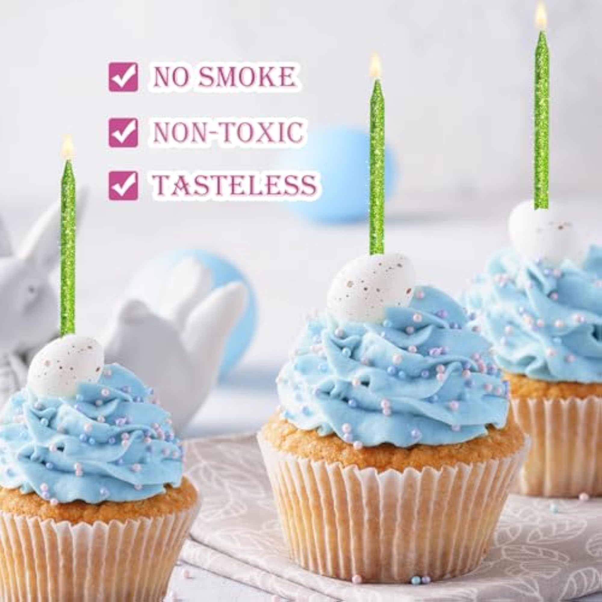 24-Count Glitter Long Thin Birthday Candles