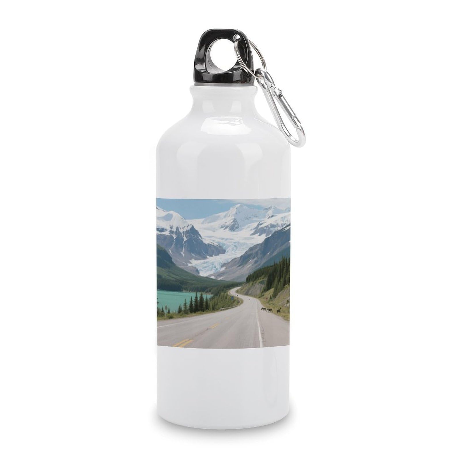 Fekiloot Style Icefield Highway Aluminum Water Bottle Travel Tumbler Reusable Lightweight Outdoor Sports Water Bottles For Gym Sports Camping Hiking Fishing600ml