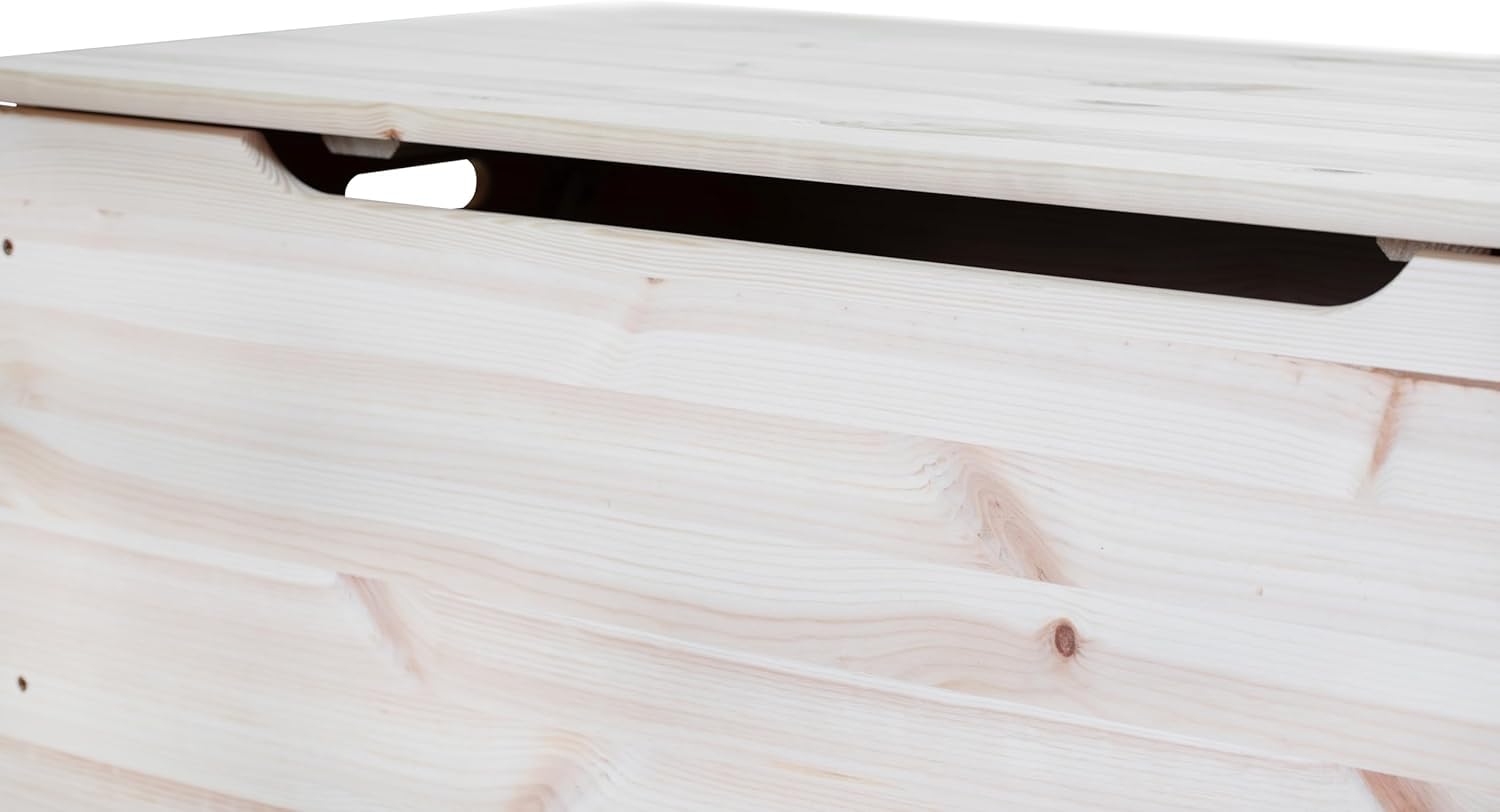 Pinus Spielzeugkiste 90x48x51 cm mit Deckel Rollen Kinderzimmer Natural | Kiefernholz, große Aufbewahrung, für Spielzeug Decken Kuscheltiere, 4 Rollen, niedrige Höhe, leichtes Einräumen