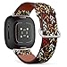 CJBROES Replacement Leather Watch Band, Compatible with Fitbit Versa 3 and Fitbit Sense of Wristband Bracelet Accessory - Autumn Leaf