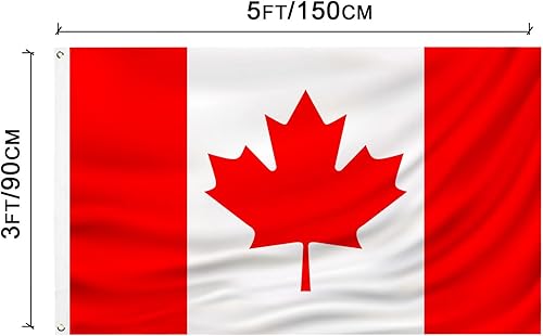 Miniatura 2 de Bandera de Canadá de 3 x 5 pies, bandera canadiense de poliéster para interiores y exteriores, cabecera de lona y doble costura con dos ojales de