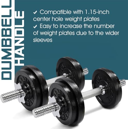 Image of Yes4All Threaded Dumbbell Handles, Adjustable Dumbbell Bar Pair, 14 /16 /18 /24-Inch Sizes, Fits 1 inch or 1.15 inch Plates, Non-Slip Grip, Secure Star-Lock Collars