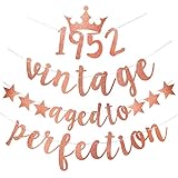 70th Birthday Banner Party Decorations for Women， Glitter Vintage 1952 Aged to Perfection Party...