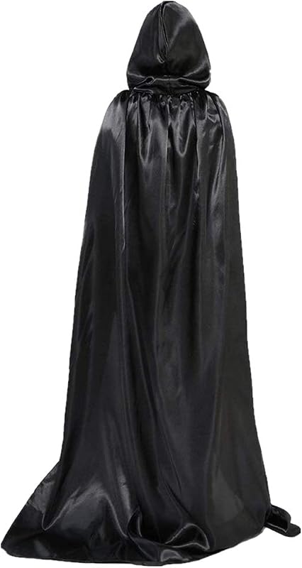 Bkrdty Mantello Nero con Cappuccio per Halloween