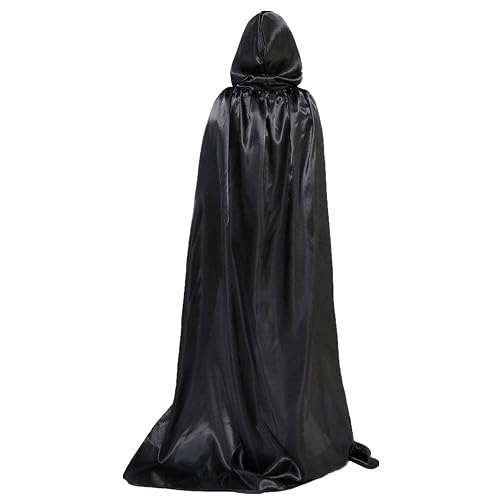 Capa con Capucha Negro Capa de Halloween Larga Capa de Vampiro Diablo con Capucha Atar para Víspera de Todos…