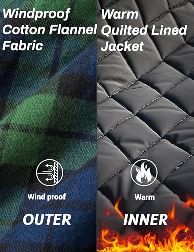 Image of MAGCOMSEN Men's Flannel Shirts Long Sleeve Quilted Lined Button Down Plaid Flannel Jacket Heavyweight Warm Winter Coat
