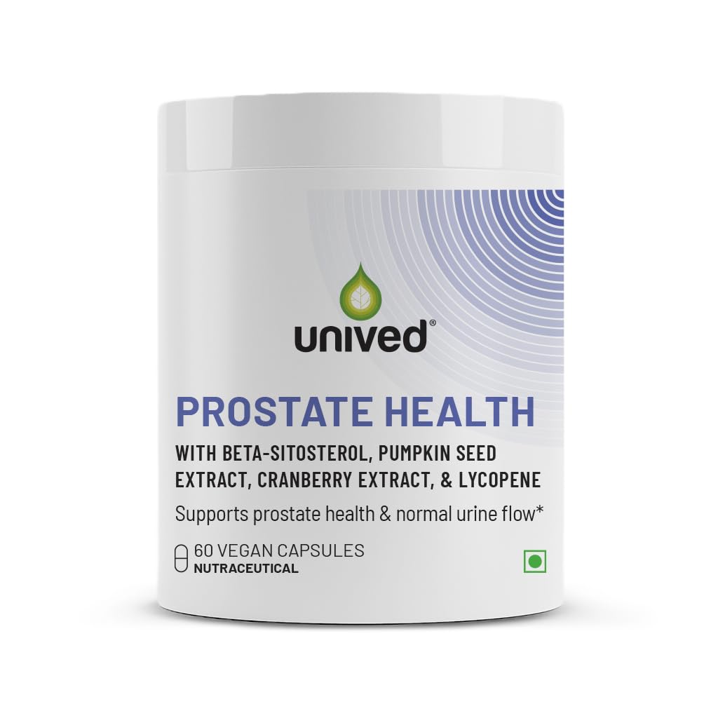 Unived Prostate Health with Beta-sitosterol, & Pumpkin Seed Extract | Helps Reduce Night time Bathroom Trips, Supports Better Bladder Emptying & Healthy Prostate Function | 60 Vegan Capsules